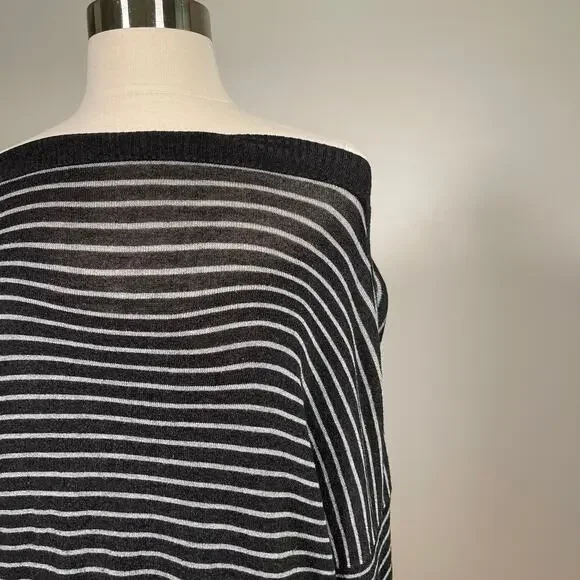 Eileen Fisher • Off The Shoulder Striped Long Sleeve Top - Picture 2 of 5